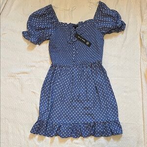 As U Wish Blue and White Patterned Dress
